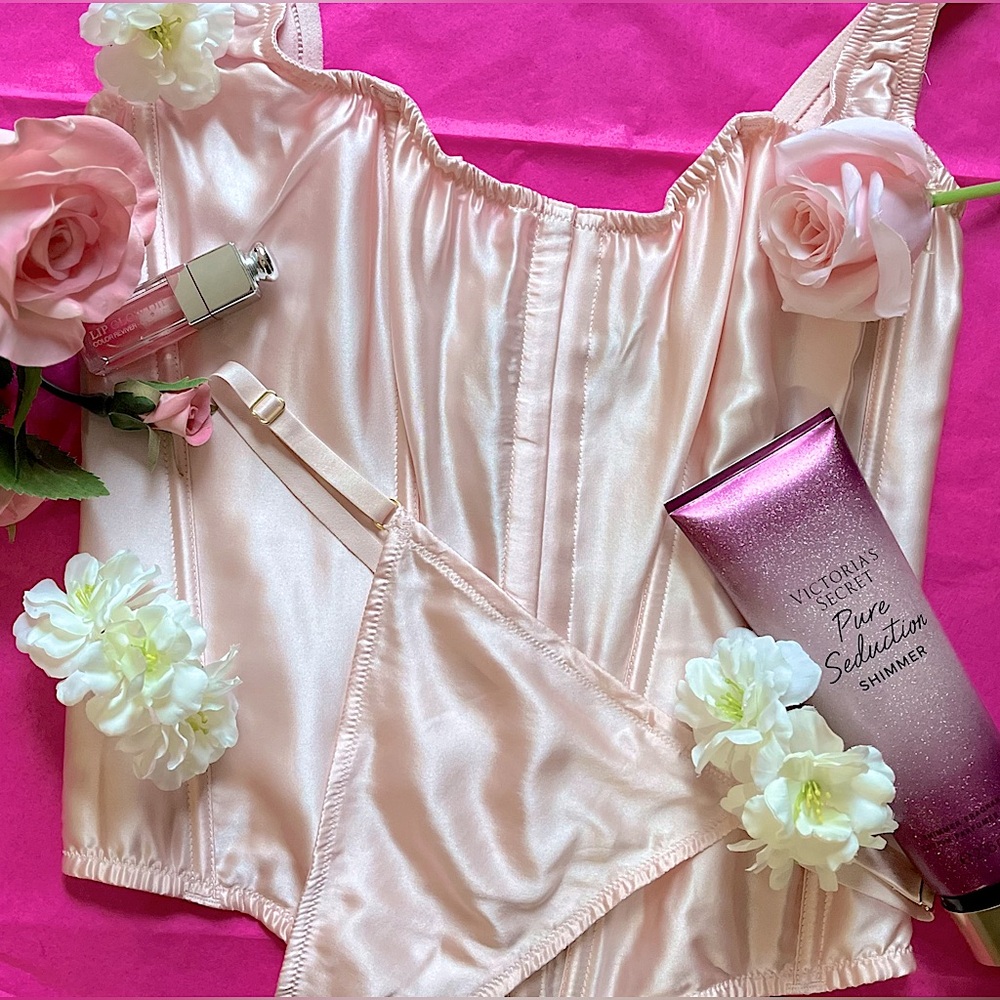 Victoria’s Secret Silk Corset Set, M-DD/M | Pink 🎀